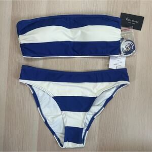 Kate Spade Blue Berry Striped Bandeau Bikini Set S NWT